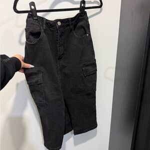 Windsor Black Cargo Jean Pocket Midi Skirt